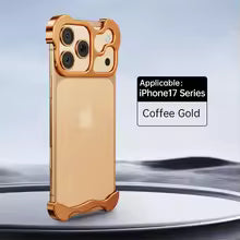 Luxury Alien Metal Borderless Phone Case For iPhone 12 13 14 15 16 17 Pro Max Lens Protecti Shockproof Aluminum Alloy Back Cover