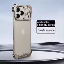 Luxury Alien Metal Borderless Phone Case For iPhone 12 13 14 15 16 17 Pro Max Lens Protecti Shockproof Aluminum Alloy Back Cover