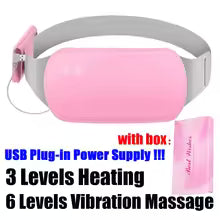 Electric Period Cramp Massager Vibrating Heating Belt for Menstrual Waist Stomach Abdominal Warm Palace Belt